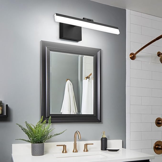 SOLFART 18 Inch Vanity Lights for Bath Dimmable Bathroom Lights Over Mirror Black Bathroom Light Fixtures Wall Light Fixtures Indoor Modern Light Fixture