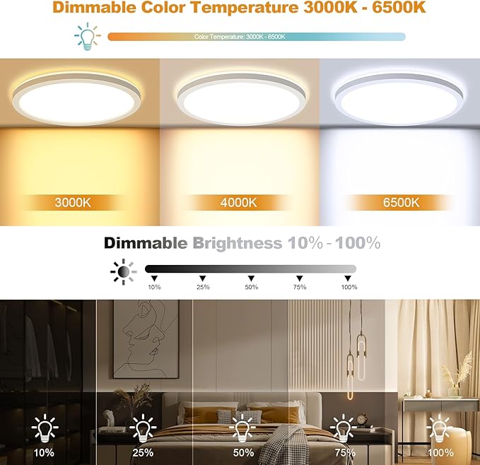 LEZOE RGB LED Ceiling Light Dimmable with Remote Control, 18W 1800lm Color Changing Light Flush Mount Fixture, 8.6 Inch 3000K-6500K Ceiling Lamp for Bedroom Kitchen Hallway Party Living Room