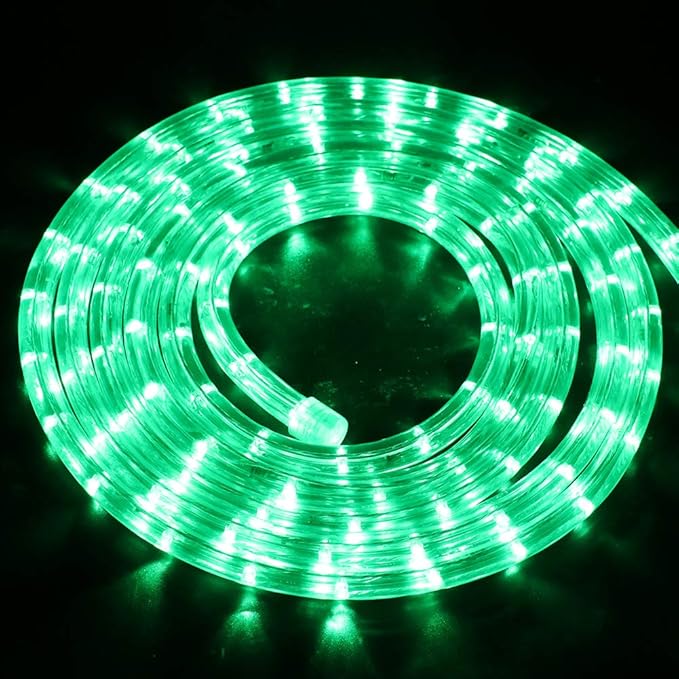2-Wire Waterproof 1/2" LED Rope Light Kit, 110V-120V PVC 30 LED/M Tube Lights Strip for Background, Outdoor, Christmas, Home Decoration (6.6ft/2m, Green)