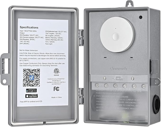 DEWENWILS WiFi Pool Pump Timer, Heavy Duty 40A 120-277 VAC 2HP Wireless Controller Timer for Pool, Water Heater, Works with Alexa, Google Assistant, Smart Life, ETL Listed