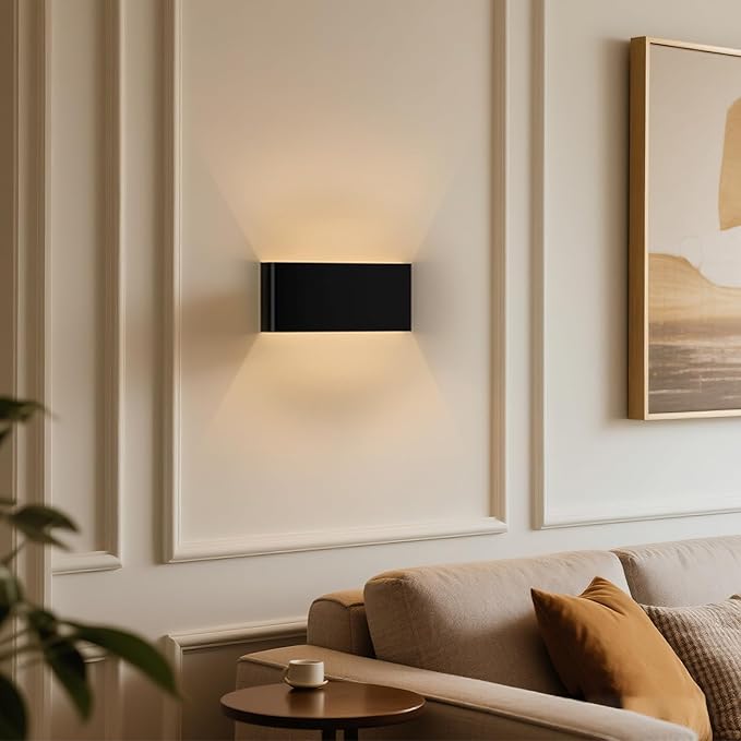 Modern Indoor Wall Sconce, 15W Dimmable 5CCT (3000K-6500K), Up and Down Lighting Wall Sconce, for Bedroom, Living Room, Hallway, Dresser (11 Inch - Matte Black 1 Piece)