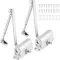 FUNSUEI 2 PCS Size 2 Automatic Door Closer,Adjustable Closing Speed Door Closer with Hold Open for 55-99 Lbs Door for Residential and Light Commercial Doors, Easy Mount