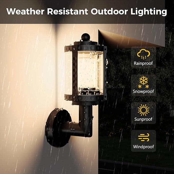 XMCOSY+ Outdoor Wall Lights, 1100LM Smart Porch Light, RGBCW LED Outdoor Sconce, WiFi APP Control, Compatible with Alexa, IP65 Waterproof, 1 Pack
