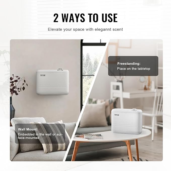 VEVOR Upgrade HVAC Scent Diffuser for Whole House, 850ml Bluetooth Smart Essential Oil Diffuser with Cold Air Tech, Waterless Scent Air Diffuser, Cover Up to 4500 Sq.Ft for Large Room, Hotel, Office
