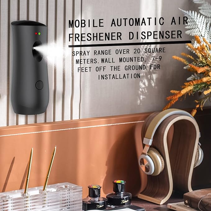 Automatic Air Freshener Dispenser, Wall Mounted/Standing Air Freshener Spray Dispenser, Aerosol Fragrance Machine is Suitable for Hotel, Bedroom, Bathroom,Office, Commercial Place(Black-01)