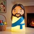 Cute Jesus Night Light, Jesus Gift, Dimmable PVC Christian Lamp, USB Rechargeable Touch Bedside Light, Baptism Favor, Easter & Religious Gifts (3 x 5 Inch)(Blue)