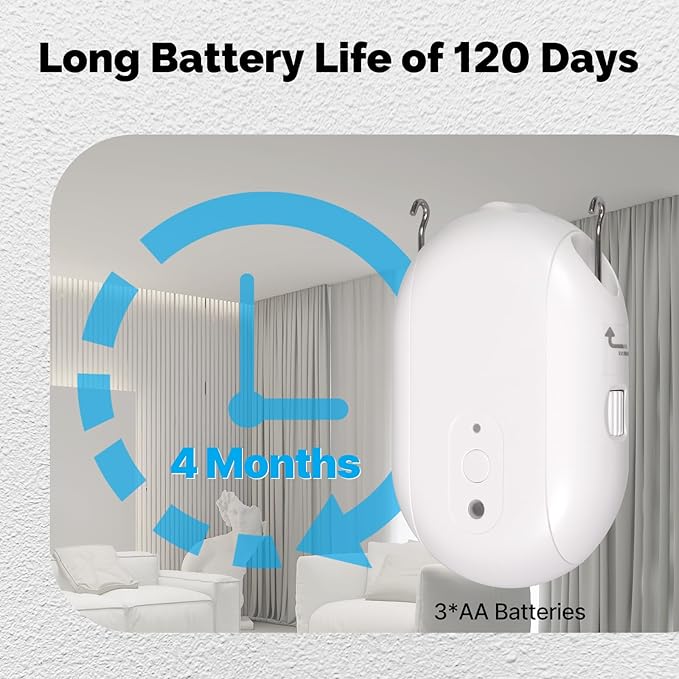 Automatic Curtain Opener, easy to install，with Remote Smart Curtain ，Bluetooth Curtain Robot with App, Voice, Rails Compatible with Alexa, Google Home, Tuya, Smart Life APP (Bluetooth Gateway)