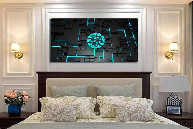 Wibinuki Wall Art Wall Decor Wall Paintings Artificial intelligence tracks spread, Technology and AI algorithms for Living Room Bedroom Bathroom Home Decor Can Be Hung Directly 20"x 40"