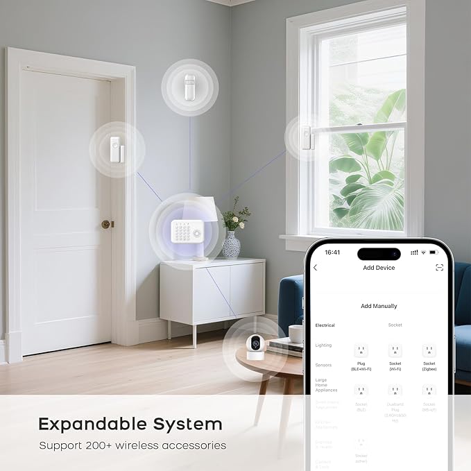 2026 Home Security System,13 Piece No Monthly Fees with Phone & Remote Control WiFi+4G Alarm System Kit,Instant App Alerts and Compatible with Alexa,Door/Window Sensors,SOS Button,for Smart Life