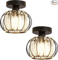YYJLX 2 Pack Semi Flush Mount Ceiling Light Fixture Modern Small Crystal Chandelier Mini Indoor Ceiling Lamp for Bathroom Hallway Foyer Porch Hall Closet（Black）