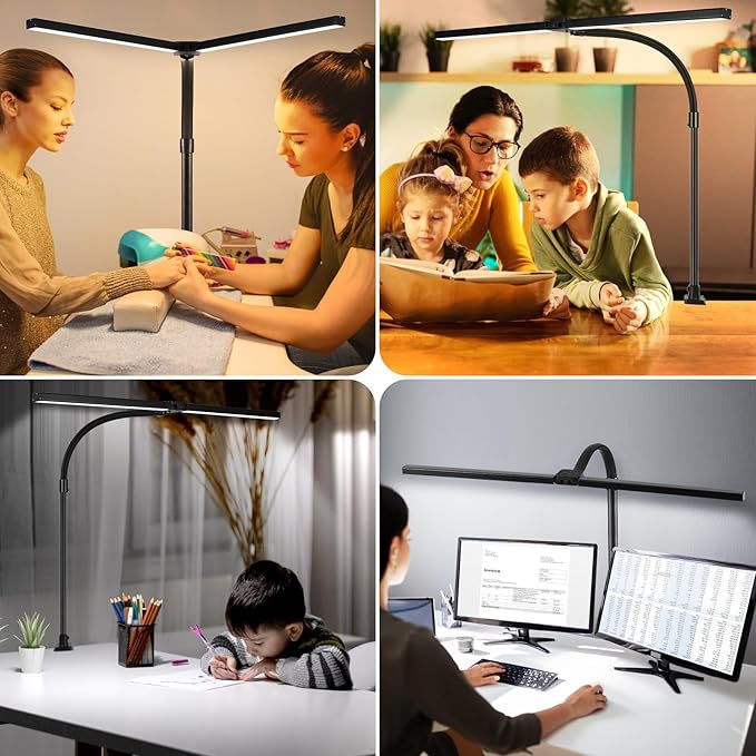 Small Desk Lamp for Office Dorm Home - Eye Caring Desk Light 18W Brightest Gooseneck Dimmable Table lamp with Anti-Glare Cover Base(No Remote)