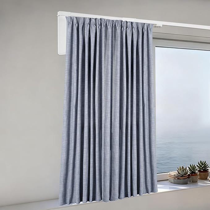 Electric Ceiling Curtain Track,13ft Ceiling Smart Curtains System w/Automated Rail,Automatic Curtain Opener/Close Smart Drapery Curtain Track Rod Rail,Motorized Curtains Rod,Motorized Rails for Study