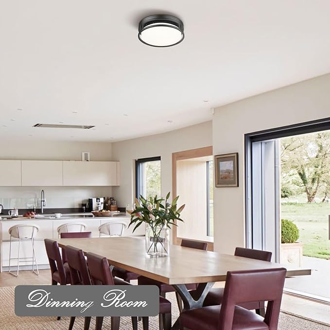 Darkaway LED Flush Mount Ceiling Light, 12inch Modern Dimmable Ceiling Lamp 3000K-6500K Dimmable Black Ceiling Light Fixture for Bedroom Kitchen Hallway Entryway
