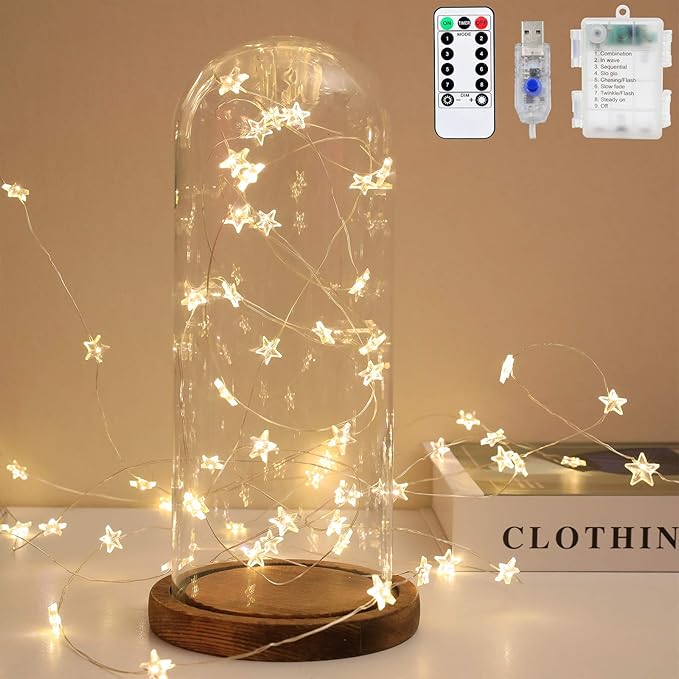 Twinkle Star String Lights 40 LED Spring Garden Decorative Indoor Outdoor Fairy Light USB & Battery Operated Lights 13ft Waterproof Lights with Remote Control for Festival Party Bedroom Decoration