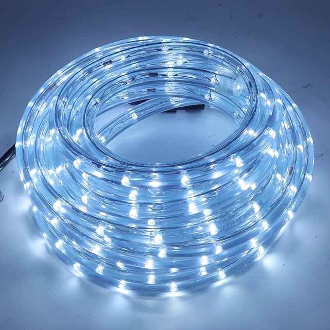 30ft 2-Wire Waterproof LED Rope Light Set,110V-120V PVC 30 LED/M Tube Lights Strip for Background, Outdoor, Christmas, Home Decoration(White)