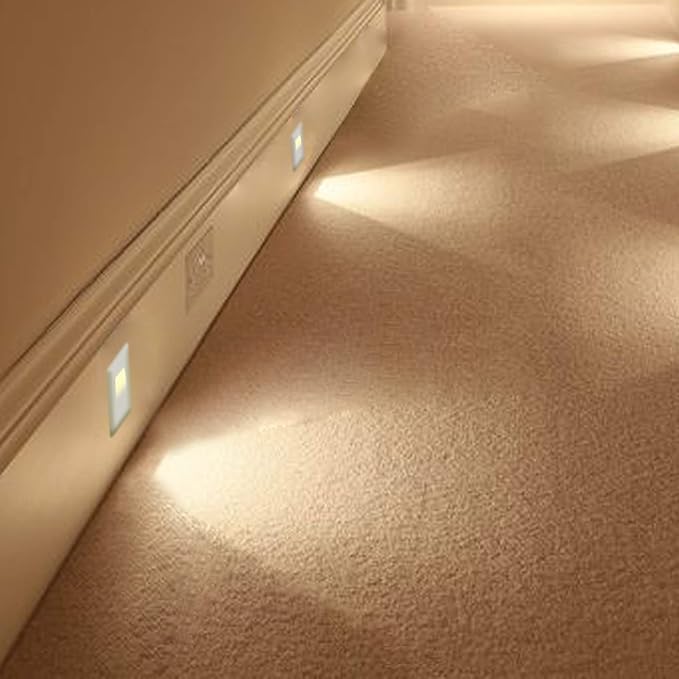 Ciata LED Stair Lights Indoor - Step Lights Outdoor Stair Light 3 Watt, Warm White Stairway Lighting for Outdoor and Indoor Stairs 3000K Concrete, Home Theater Lighting - Silver Finish, Vertical