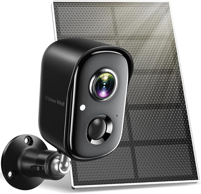 Security Cameras Wireless Outdoor, 2K WiFi Cameras for Home Security with Solar Panel Battery Powered AI Motion Detection Spotlight Siren Alarm Surveillance Home Security Cameras-Black Grey Solar Cam