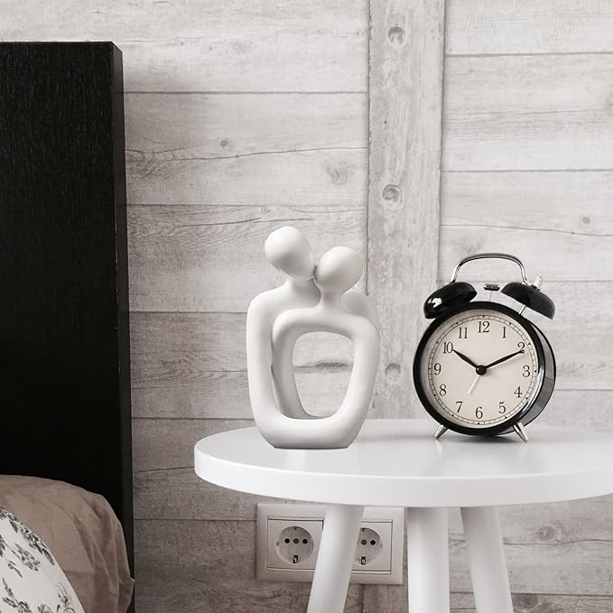 BANOMII Abstract Couple Statue, Minimalist Couples Bedroom Decor, White Hugging Lovers Sculptures Modern Home Office Decor Accents for Nightstand & Dresser, Shelf Decorations Aesthetic, Gift