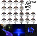 LED Stair Light Low Voltage Waterproof IP65 Outdoor 1-2/5" Recessed Wood LED Deck Lighting Yard Garden Patio Step Landscape Pathway Decor Lamp (20pcs, Blue)