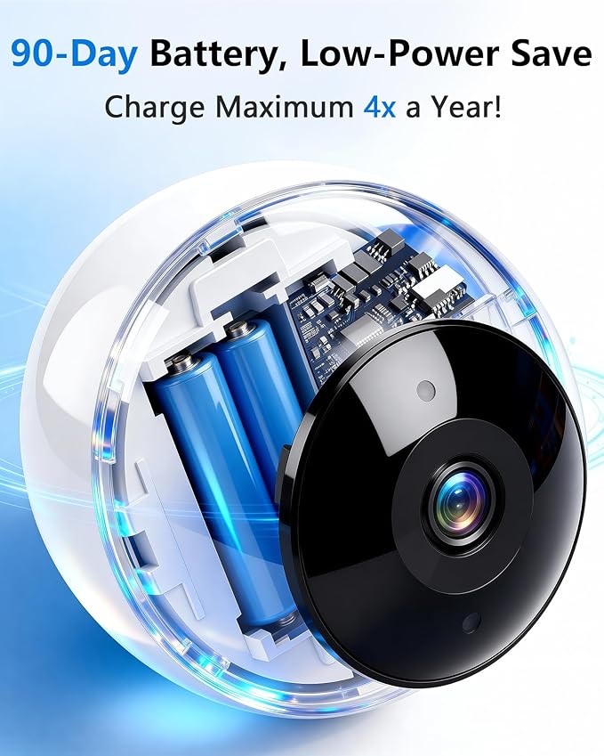 AMTIFO Security Cameras Wireless Outdoor Magnetic: Install-Free Smart Indoor 2K WiFi - Long Battery Life Powered Wireless Cameras for Home Security with AI Motion Detection