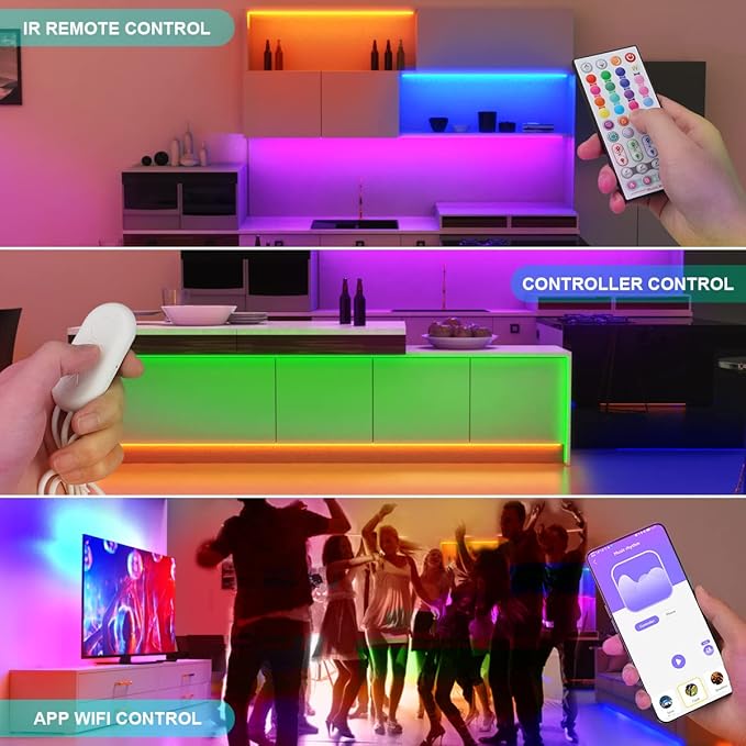 6 PCS WIFI RGBCW Under Cabinet Lights Kit,Work with Alexa,Google Assistant,App and IR Remote,Music Sync Color Changing LED Light Strip with ETL Listed Power Supply for Kitchen Cabinet Counter TV,9.8ft
