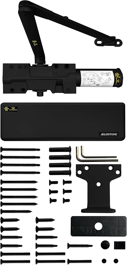 Extra Heavy Duty Commercial Door Closer D9000DA Automatic Door Closer, Surface-Mounted Auto Door Closer, Size 1-6 Commercial Door Closer Heavy Duty for Heavy Traffic Areas, Matte Black
