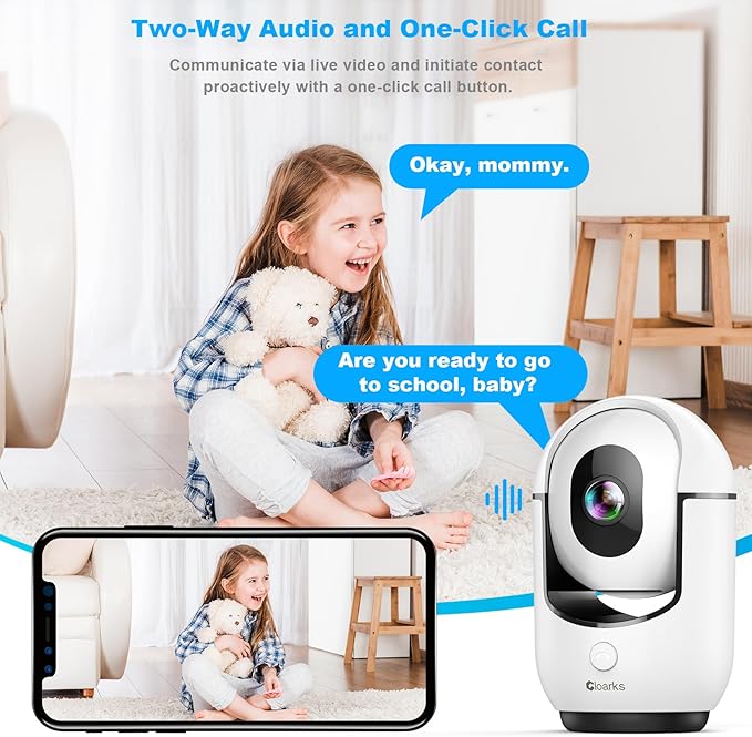 2K Pan/Tilt Security Camera, WiFi Indoor Cameras for Home Security with AI Motion Detection, Pet/Dog/Baby Camera with Phone App, 2-Way Audio, 24/7, Siren, TF/Cloud Storage, 2 Pack