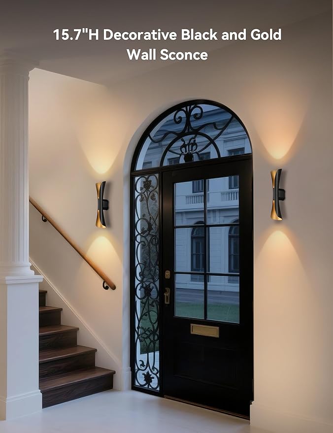 Tubicen Battery Operated Wall Sconce 9000mAh Rechargeable Up Down Wall Lights Cordless Movie Theater Sconces with Remote 2700K-5000K Dimmable Art Deco Wall Sconce for Living Room Bedroom 15.7" H