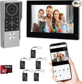 2-Wired Doorbell Camera with Monitor, Video Doorbell Intercom System with keypad,keypad video intercom with 1080P 7-inch Touch Screen, Tuya App Remote, Password Unlock, Waterproof, No Subscription
