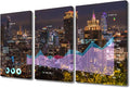 TUMOVO Stock Market on Display Paintings Wall Art Stock Exchange Market Pictures Living Room Wall Decor 3 Pieces City Building Background Black and White Wall Art Framed Ready to Hang (36" Wx24 H)