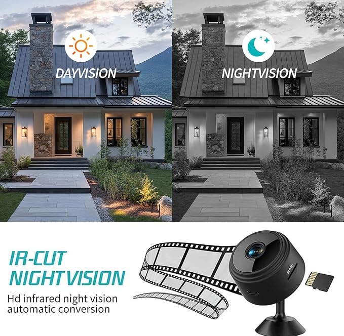 Hidden Camera Surveillance Monitor - WiFi Nanny Cam with 1080P Night Vision, Motion Detection, and Smartphone Compatibility - Indoor Spy Camera for Home/Baby/Office