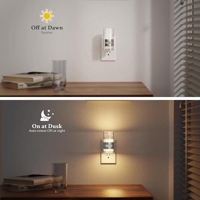 JandCase Motion Sensor Night Light, Dimmable Night Lights Plug Into Wall, 3000k Soft White Night-Lights with 0-100Lm Adjustable Brightness, Acrylic Plug in Nightlight for Bedroom Bathroom Decor