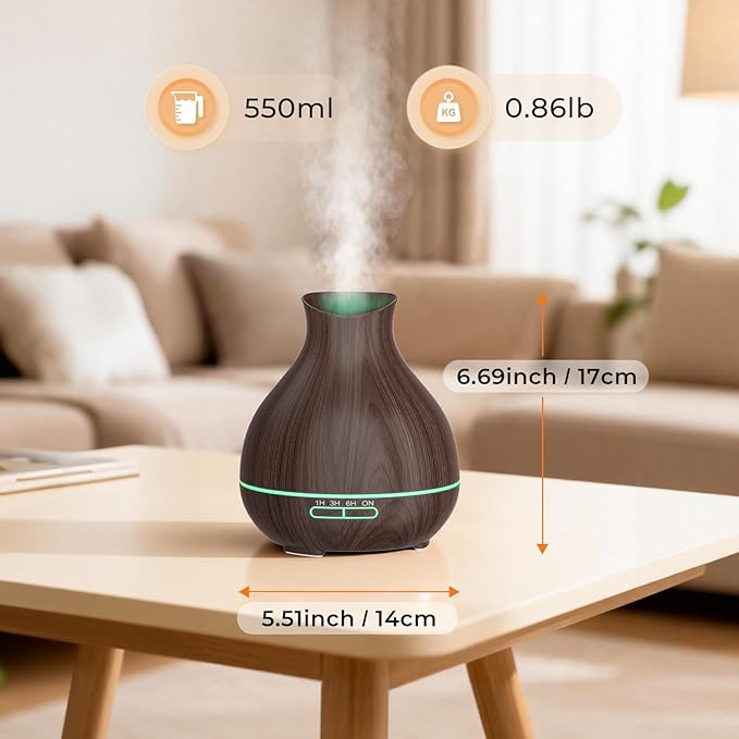 BZseed Aromatherapy Essential Oil Diffusers,2 PCS 550ml High Mist Output Humidifiers for Large Room, Home, Waterless Auto-Off, 7 Color LED Lights Cool Mist Humidifier Ultrasonic Diffusers