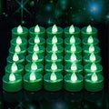 Amagic 30 Pcs Green Flickering Flameless Tea Lights Battery Operated, 200+ Hours Long Lasting Colored Candles for Party, St. Patrick, Table Centerpiece, Home Decor, Mardi Gras, Halloween, Christmas