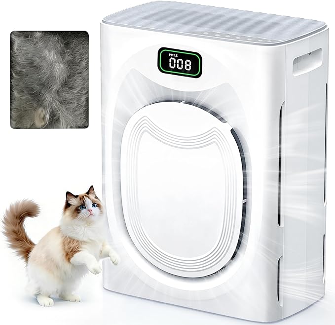 Pet Air Purifiers for Home Large Room Up to 2500 Ft², H13 HEPA & Washable Double-Sided Filter, Air Purifier for Pet Hair Dander Odor Smoke Dust, Smart WiFi, PM2.5 Air Quality Monitor, Auto Mode