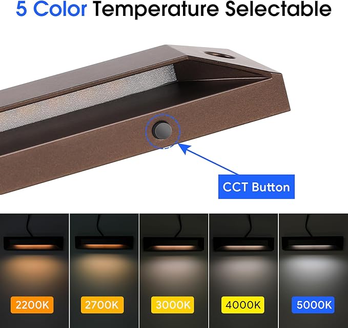Energetic 5CCT LED Outdoor Step Lights, Low Voltage Deck Lights for Landscape, Yard, Driveway, Garden, Porch, Stairway, 8 inch, 5W, 2200K/2700K/3000K/4000K/5000K, IP65 Waterproof, Aluminum, Pack of 8