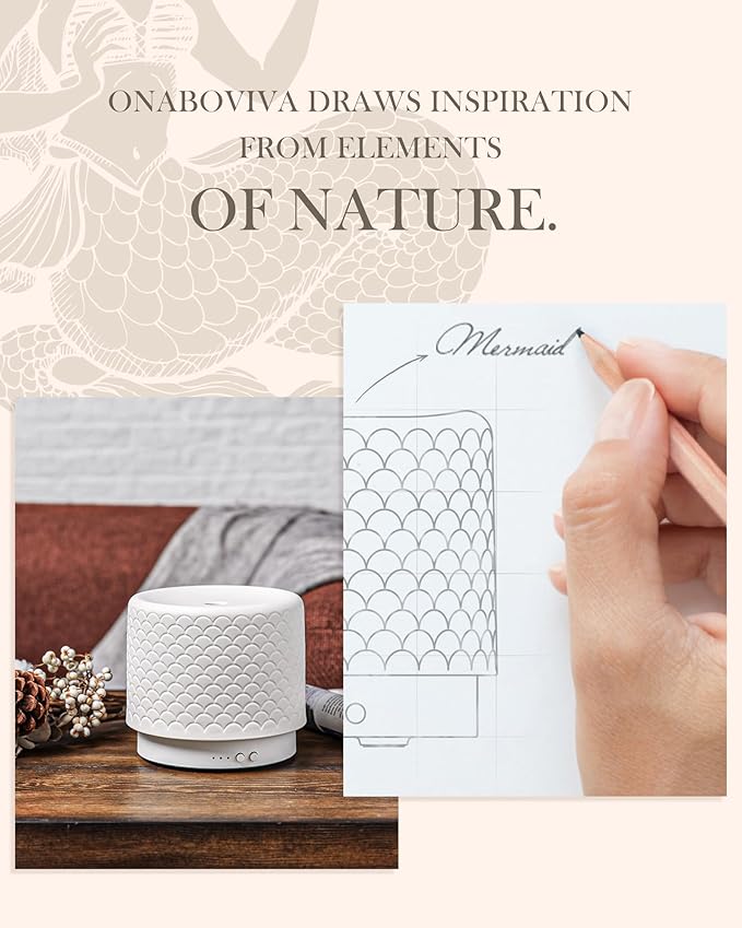 Essential Oil Diffuser -280ml Ceramic Diffuser for Large Room&Commercial Use, 2.4MHz Cool Mist Humidifier & Independent Decorative Light & Aromatherapy Diffuser, Pulse&Continuous Mist, Timer, Auto-Off