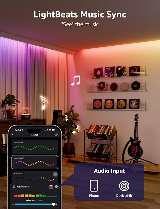 Lepro S2 AI Smart LED Strip Lights - 16.4ft RGBCW Light Strips with 2700K-5700K Tunable Warm White, Color Segment DIY, Personalized Al Lighting Designer, APP Control(No Remote), 2.4G Wi-Fi & Bluetooth