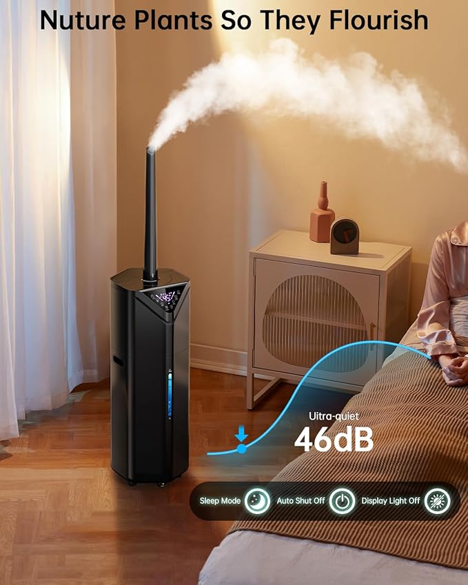 5Gal Humidifiers for Bedroom Large Room up to 2800ft², APP/Remote Control, 60H Supersized Cool Mist Humidifier with Auto 180°Mist Tube, 24H Timer, Top Fill Humidifiers for Home Office Plants
