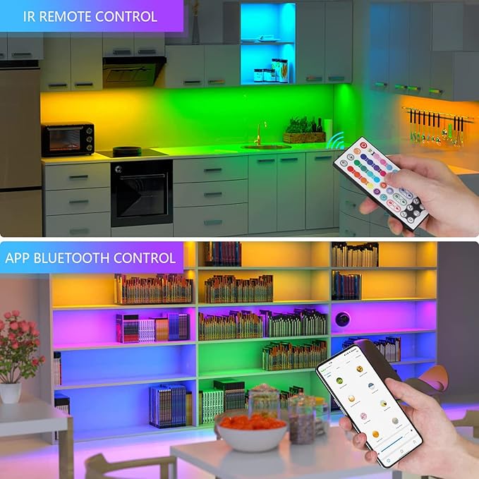 RGBW Under Cabinet Lighting Kit with App and Remote Control 6 PCS LED Strip Lights for Kitchen Cabinet, Counter, TV Shelf, Desk, Music Sync, Color Changing, ETL Listed Power Supply, 9.8ft