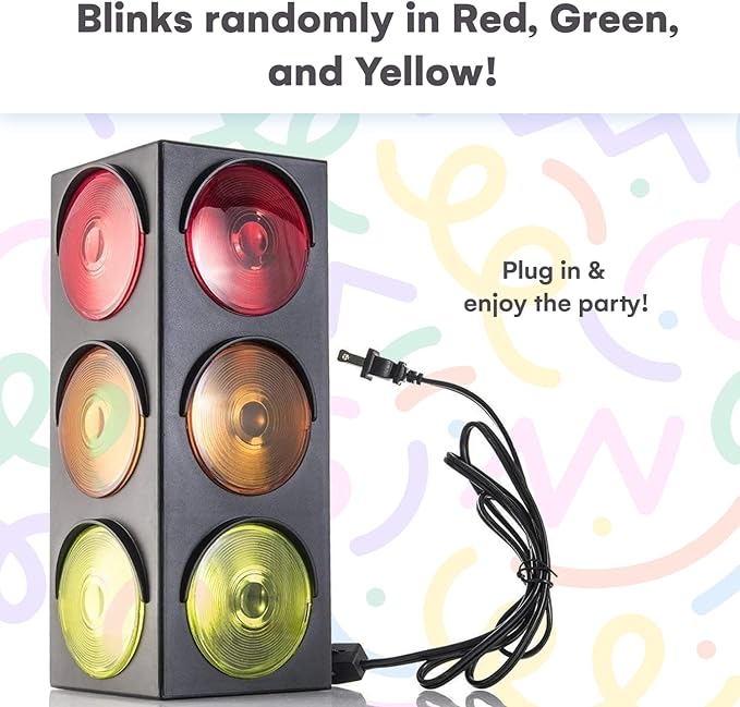 Kicko Traffic Light Prop, 12.25 inch - Simulates Traffic Stop Light - Novelty Traffic Light Lamp - Plug-in Blinking Bedside Lamp - Race Decorations Traffic Signs - Red Light Green Light Game for Kids