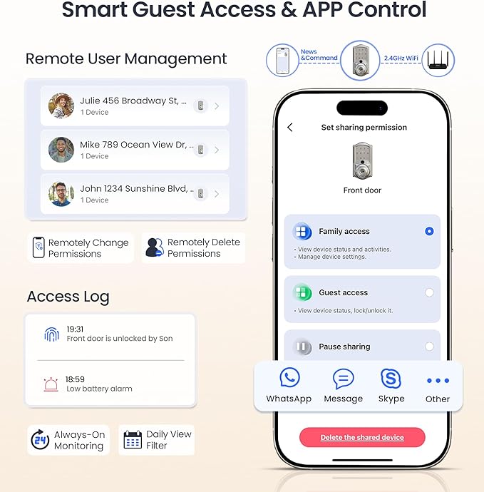 Veise VE028 Built-in Wi-Fi Smart Lock with Knob, Fingerprint Keyless Entry with Handle, App Remote & Voice Control, Electronic Digital Keypad for Front Door and Bedroom, IP65 Waterproof, Satin Nickel
