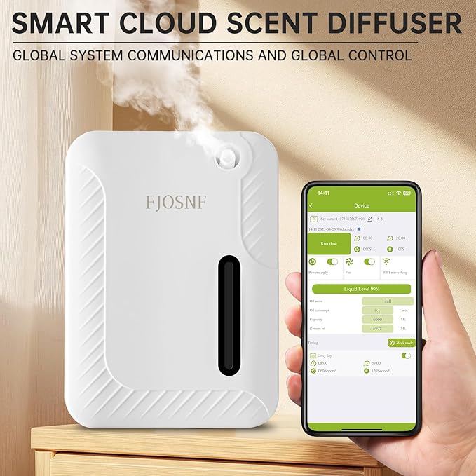 2026 Oil Diffuser Waterless 2200 Sq.Ft, Bluetooth&WiFi APP Control, 250ml Smart Scent Air Machine with Cold Air Tech for Large Rooms, Home, Office & Hotel, Plug-in