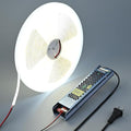24V COB LED Strip Lights 65.6ft Kit, 6000K Cool White Cuttable Adhesive 480LEDs/M CRI 90+ LED Tape Light with Power Supply for Bedroom Kitchen Living Room Ceiling
