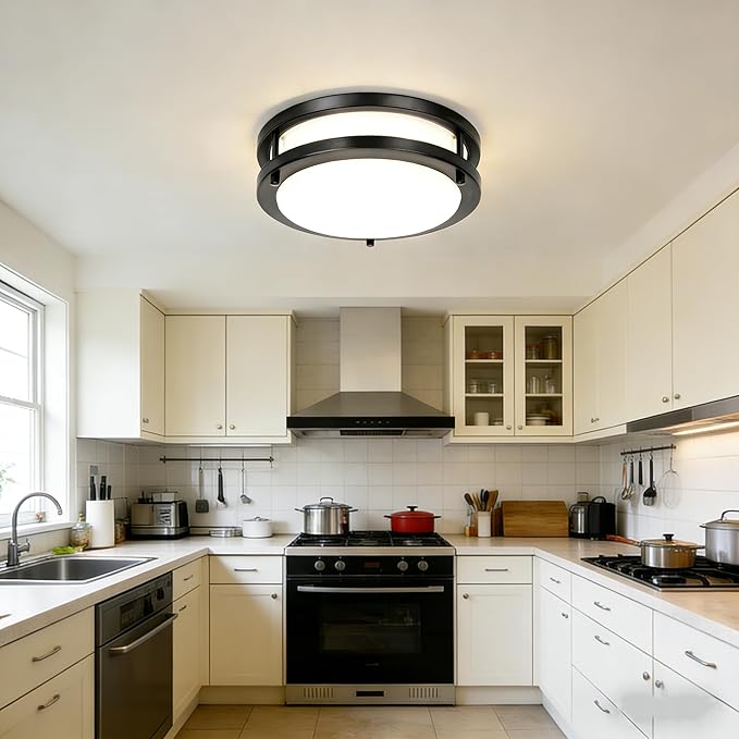 Drosbey 32W Dimmable LED Ceiling Light Fixture, Flush Mount Ceiling Lights for Kitchen, Bathroom, Bedroom, Hallway, 2700K/3000K/3500K/4000K/5000K Adjustable, 400W Equivalent, UL Listed