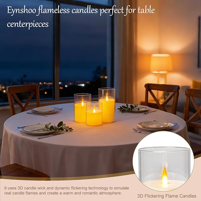 Flameless Candles with Remote&Timer - Realistic 3D Flickering Flame LED Battery Operated Candles, Warm White Light for Home Decor, Christmas, Wedding, Party, and Holiday Decoration