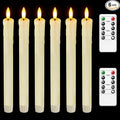 Lezonic Flameless Taper Candles with Remote Timer, Real Wax Battery Operated Flickering LED Fake Candles for Dining Table Centerpiece Wedding Christmas Mantel Decor, 0.8 x 9.5 inch