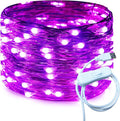 RUICHEN 20 Ft 120 LED USB Fairy String Lights with On/Off Switch, Waterproof Copper Wire Lights for Bedroom Wall Ceiling Wreath Crafts Christmas Halloween Party, Purple