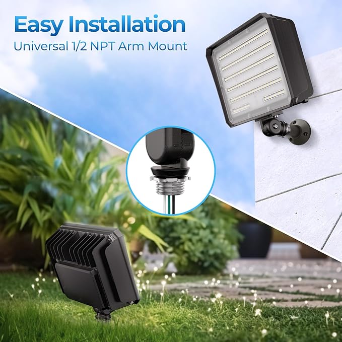 CINOTON 100W LED Flood Lights Outdoor, 15000LM IP65 Waterproof Security Wall Pack Lighting Fixture with 180° Knuckle for Court Porch Patio Garage 5000K Daylight AC100-277V 1 Pack