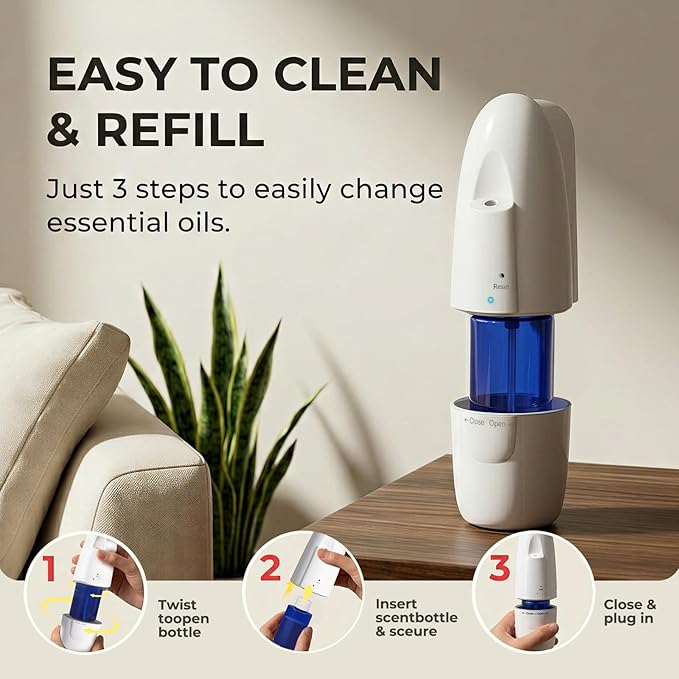 Smart Plug-in Waterless Oil Diffuser, Bluetooth/App Control, Up to 800 Sq Ft Coverage, Silent Cold-Air Diffuser for Home & Office, No Water, Pet & Kid Safe